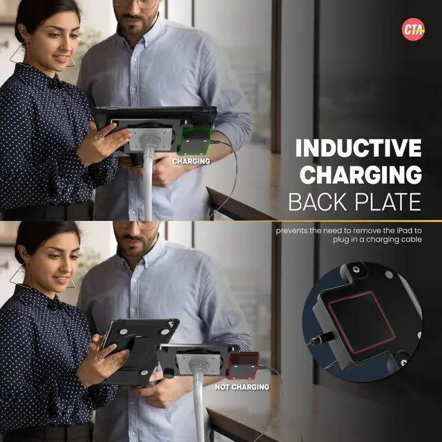 Alt view image 4 of 5 - iPad Wireless Charging Case - CTA Wireless Magnetic Charging Case and Base with Splash-Proof, Impact-Resistant Thick Silicone Cover for iPad 10th Generation 10.9 (PAD-ICCB109)