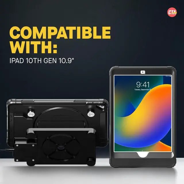 Alt view image 5 of 5 - iPad Wireless Charging Case - CTA Wireless Magnetic Charging Case and Base with Splash-Proof, Impact-Resistant Thick Silicone Cover for iPad 10th Generation 10.9 (PAD-ICCB109)