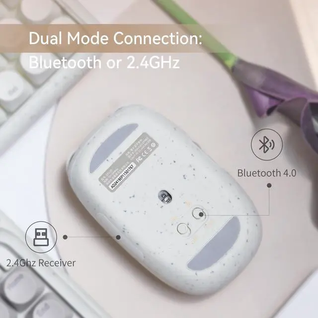 Alt view image 2 of 5 - LOFREE Wavy Chips Dual-Mode Wireless Mouse with 5 Adjustable DPI Levels Compatible with Windows, MacOS, iOS, Android (Terrazzo)