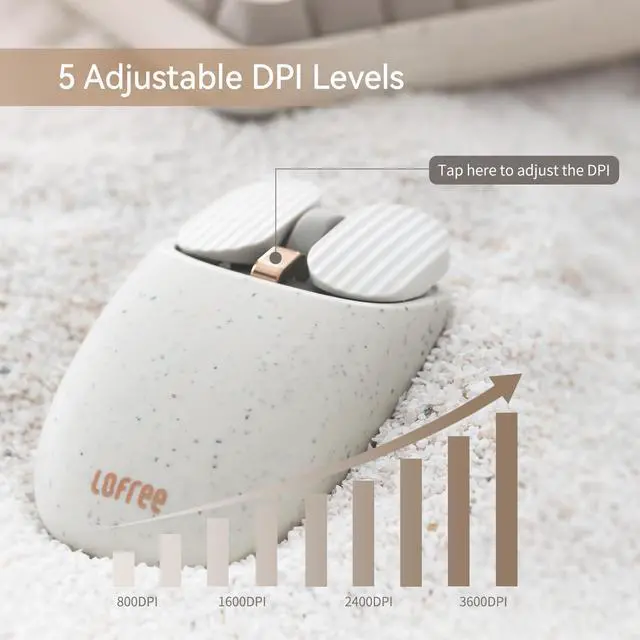 Alt view image 3 of 5 - LOFREE Wavy Chips Dual-Mode Wireless Mouse with 5 Adjustable DPI Levels Compatible with Windows, MacOS, iOS, Android (Terrazzo)