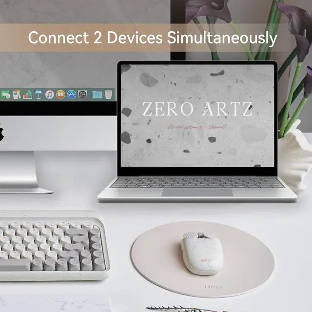 Alt view image 4 of 5 - LOFREE Wavy Chips Dual-Mode Wireless Mouse with 5 Adjustable DPI Levels Compatible with Windows, MacOS, iOS, Android (Terrazzo)