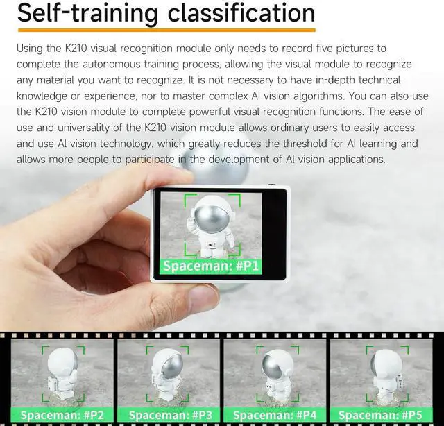 Alt view image 3 of 5 - Yahboom K210 Vision Sensor Module for UNO RaspberryPi AI Smart Camera Open-Source Code,Face|QR|Object| Color| Road Sign Recognition, Feature Detection,Line Tracking