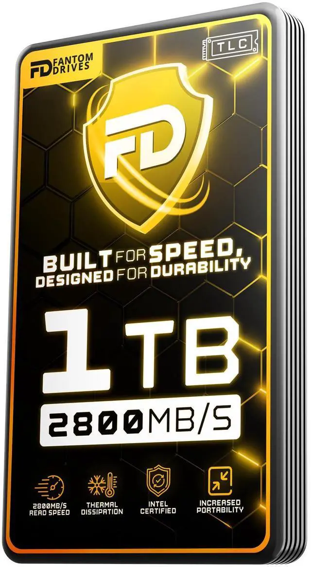 Main image of Fantom Drives Extreme 1TB External SSD - 2800MB/s, Thunderbolt 3, USB Type-C, Aluminum, 3D NAND TLC, TB3X-2300N1TB