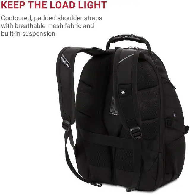Alt view image 5 of 5 - SwissGear 1900 Scansmart TSA 17 Laptop Backpack, Black/Black, 19-Inch
