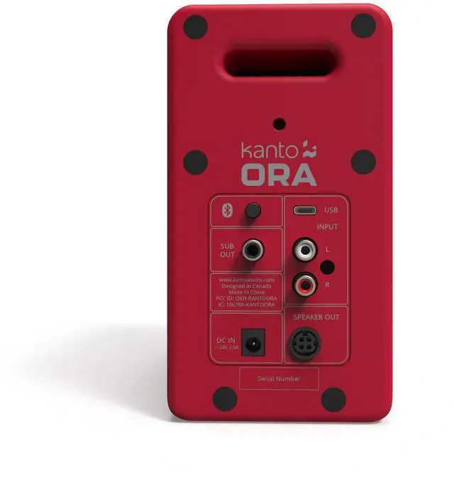 Alt view image 3 of 5 - Kanto ORAMR 100W Powered Reference Desktop Computer Speakers with Bluetooth 5.0 and USB-C Input | Bi-Amplified | 100 Hz Automatic Crossover | Reference Quality Sound | Pair | Red