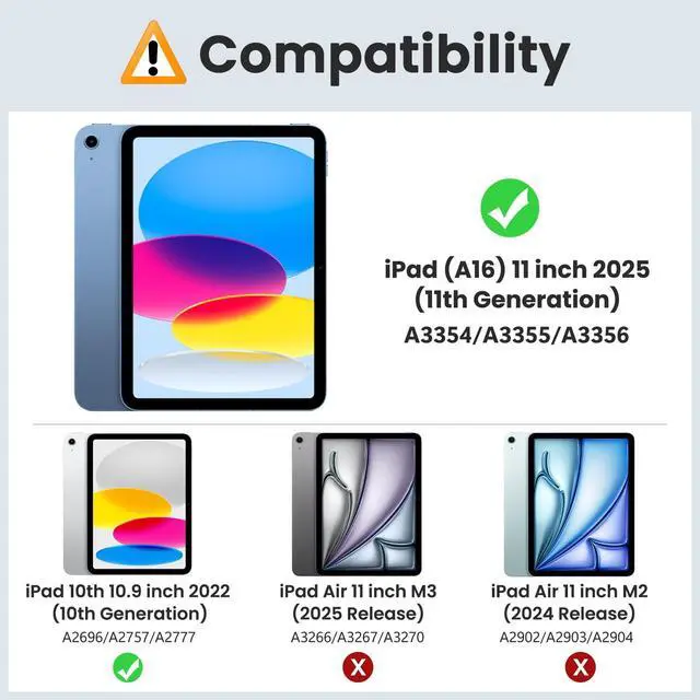 Alt view image 2 of 5 - MoKo for iPad 11-inch (A16) 11th Generation Case 2025/ iPad 10th Generation Case with Pencil Holder 2022 10.9 inch, Built-in Screen Protector Clear Back, Multi Angle Viewing Stand, Notebook Black