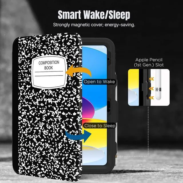 Alt view image 5 of 5 - MoKo for iPad 11-inch (A16) 11th Generation Case 2025/ iPad 10th Generation Case with Pencil Holder 2022 10.9 inch, Built-in Screen Protector Clear Back, Multi Angle Viewing Stand, Notebook Black