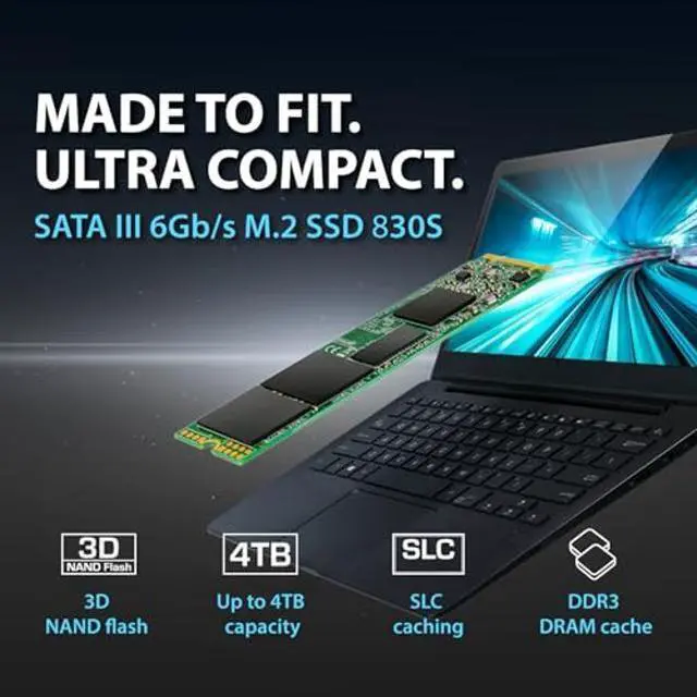 Alt view image 3 of 5 - Transcend 2TB M.2 2280 SATA III SSD with Dram Cache, Up to 560MB/s, Compatible w/Ultrabook Laptop PC Desktop, 3D TLC NAND Flash Internal Solid State Drive, LDPC Error Correction ECC, B+M Key -MTS830S