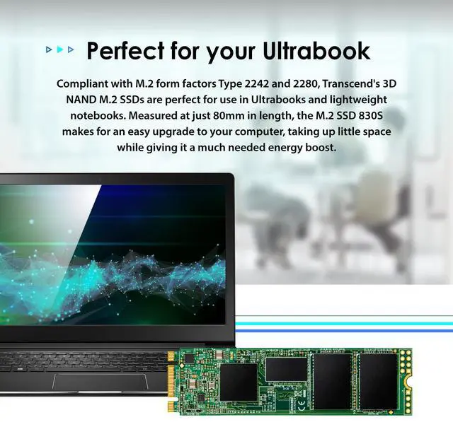 Alt view image 5 of 5 - Transcend 2TB M.2 2280 SATA III SSD with Dram Cache, Up to 560MB/s, Compatible w/Ultrabook Laptop PC Desktop, 3D TLC NAND Flash Internal Solid State Drive, LDPC Error Correction ECC, B+M Key -MTS830S