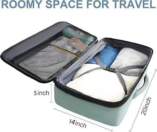 Alt view image 3 of 5 - Vancropak Travel Bag, Large 40L Carry on Backpack Airline Approved Expandable Suitcase Daypack, Water Resistant Travel Backpack Overnight Lightweight Luggage Weekender Bag for Flight Men Women, Cyan