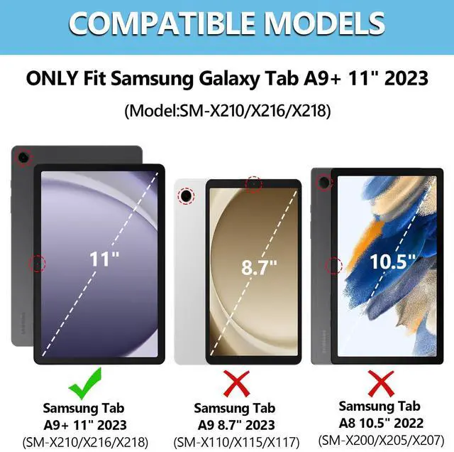 Alt view image 2 of 5 - Keyboard Case for Samsung Galaxy Tab A9 Plus/A9+ 5G 11 Inch 2023, for Samsung A9 Plus Tablet Case with Detachable Wireless Bluetooth Keyboard (SM-X210/X216/X218) - Gray