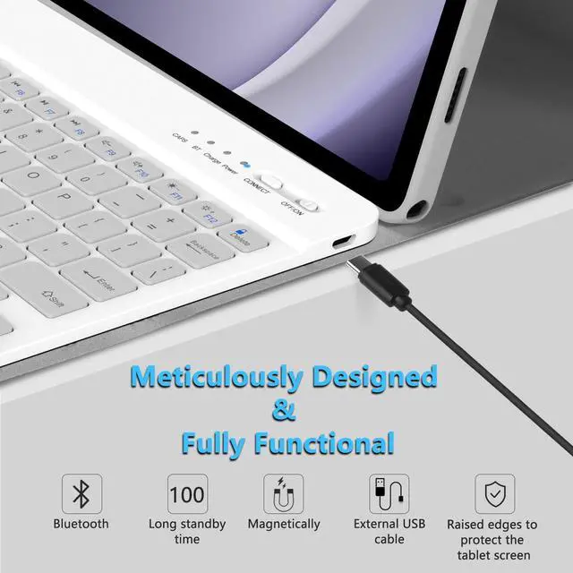 Alt view image 5 of 5 - Keyboard Case for Samsung Galaxy Tab A9 Plus/A9+ 5G 11 Inch 2023, for Samsung A9 Plus Tablet Case with Detachable Wireless Bluetooth Keyboard (SM-X210/X216/X218) - Gray