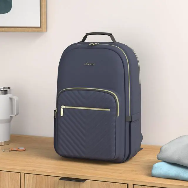 Alt view image 2 of 5 - LOVEVOOK Laptop Backpack for Women 15.6 inch,Cute Womens Travel Backpack Purse,Professional Laptop Computer Bag,Waterproof Work Business College Teacher Bags Carry on Backpack with USB Port,Navy Blue