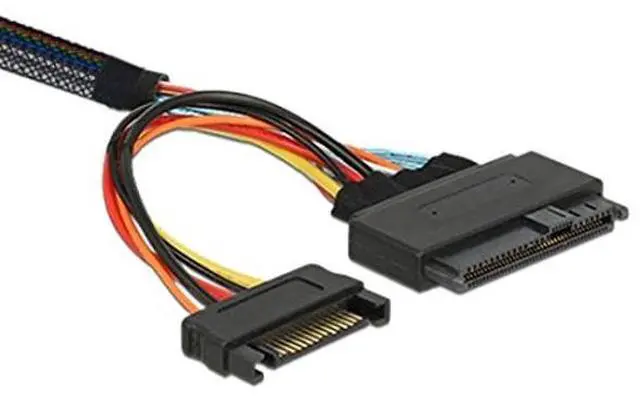 Alt view image 2 of 5 - chenyang PCIe 4.0 SFF-8654 to SFF-8639 Cable with SATA Power for U.2 SFF-8639 NVME SSD Motherboard Internal Expansion 1.64FT/0.5M