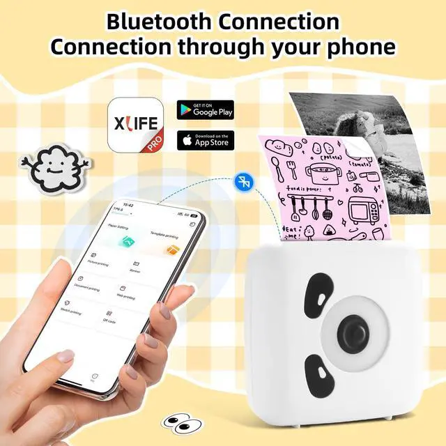 Alt view image 2 of 5 - BORN4SHIP Mini Sticker Printer with 5 Roll Thermal Paper- Sticker Maker Machine - 300Dpi Portable Sticker Maker for Kids Scrapbook/DIY/Journal/Travel/Photo, Compatible with iOS&Android