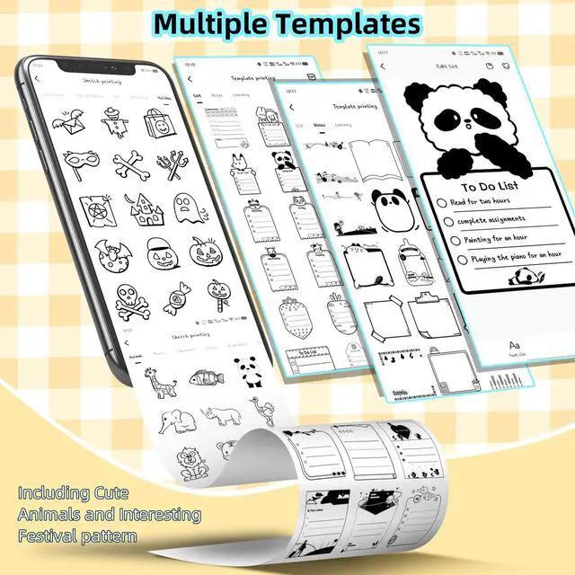 Alt view image 5 of 5 - BORN4SHIP Mini Sticker Printer with 5 Roll Thermal Paper- Sticker Maker Machine - 300Dpi Portable Sticker Maker for Kids Scrapbook/DIY/Journal/Travel/Photo, Compatible with iOS&Android