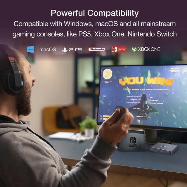 Alt view image 4 of 5 - EZCast CatchU Capture Card, Plug and Record Your Mobile Gameplay, Capture and Record Gameplay to USB, 4K60 Pass-Through, 1080p60 UVC Stream, Support Smartphone, Xbox, PS5, Nintendo Switch