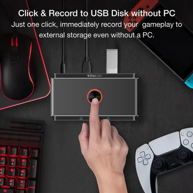 Alt view image 2 of 5 - EZCast CatchU Capture Card, Plug and Record Your Mobile Gameplay, Capture and Record Gameplay to USB, 4K60 Pass-Through, 1080p60 UVC Stream, Support Smartphone, Xbox, PS5, Nintendo Switch