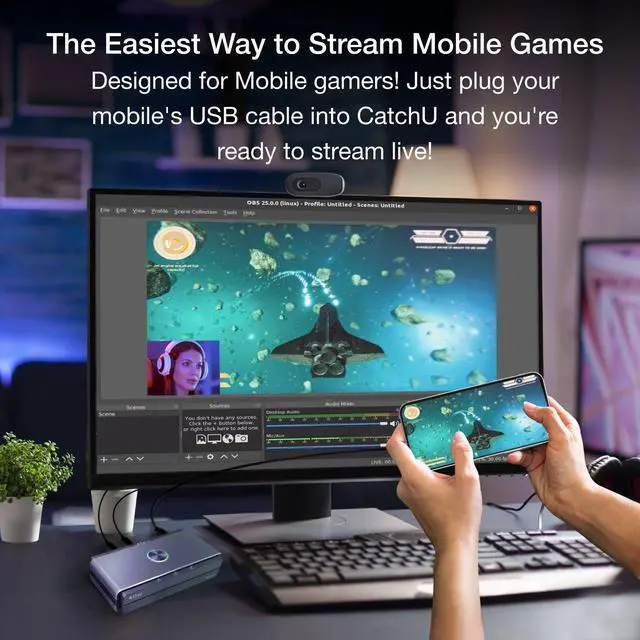 Alt view image 3 of 5 - EZCast CatchU Capture Card, Plug and Record Your Mobile Gameplay, Capture and Record Gameplay to USB, 4K60 Pass-Through, 1080p60 UVC Stream, Support Smartphone, Xbox, PS5, Nintendo Switch