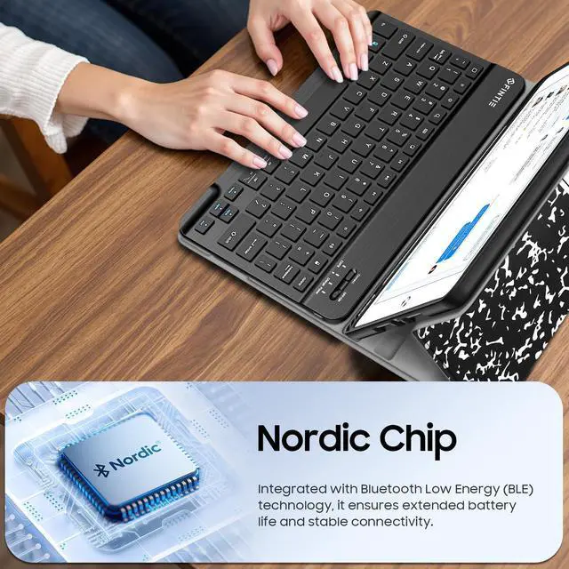 Alt view image 3 of 5 - FINTIE Keyboard Case for iPad 9th / 8th / 7th Generation (2021/2020/2019) 10.2 Inch, Soft TPU Back Stand Cover with Pencil Holder, Magnetically Detachable Bluetooth Keyboard, Composition Book