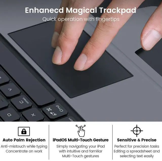 Alt view image 5 of 5 - Nillkin iPad Pro 11(1st/2nd/3rd/4th Gen) & iPad Air 5th/4th Generation Case with Keyboard, Magic Trackpad, Rugged Case with Detachable Keyboard, 7 Backlight Colors, Portrait/Landscape Modes, Black