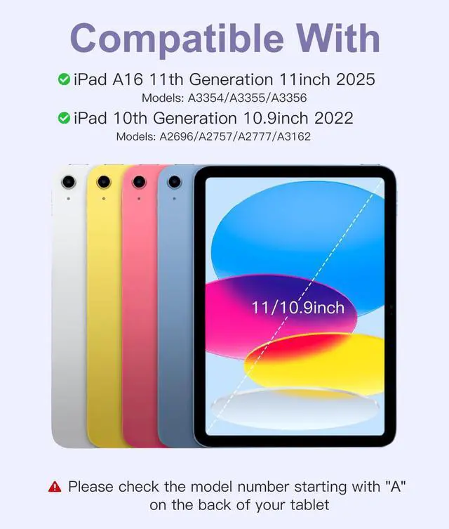 Alt view image 2 of 5 - Hamile for iPad 11th 10th Generation Case with Keyboard - 7 Colors Backlit Wireless Detachable Folio Keyboard Cover with Pencil Holder for iPad 11-inch A16 2025 10th Gen 10.9 Inch 2022 (Lavender)