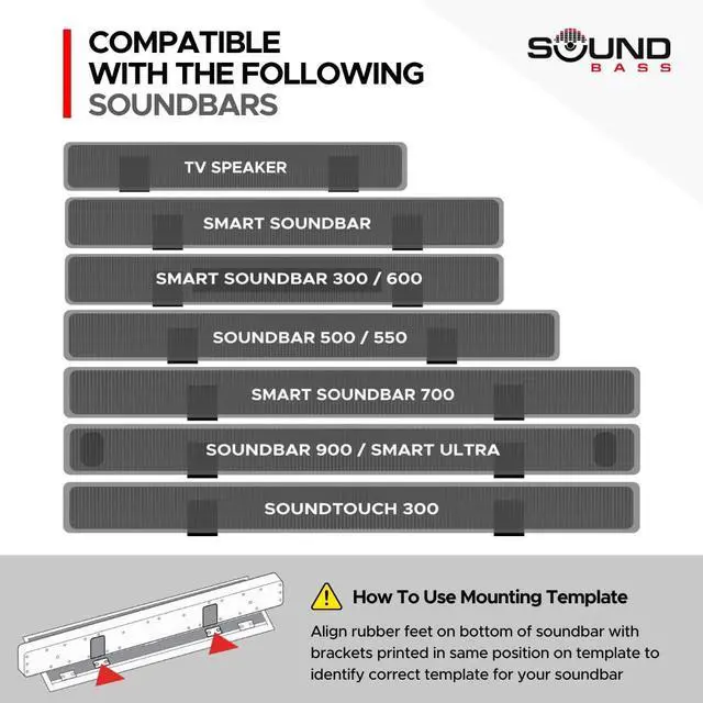Alt view image 5 of 5 - Universal Under TV Mount, White, Compatible with Bose Smart Soundbar 300/500/550/600/700/900/Ultra, TV Speaker, Soundtouch 300 - Invisible Once Fitted, Fast & Easy Way to Mount Your Sound Bar