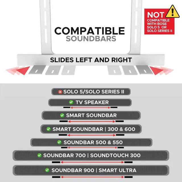 Alt view image 3 of 5 - Universal Under TV Mount, White, Compatible with Bose Smart Soundbar 300/500/550/600/700/900/Ultra, TV Speaker, Soundtouch 300 - Invisible Once Fitted, Fast & Easy Way to Mount Your Sound Bar