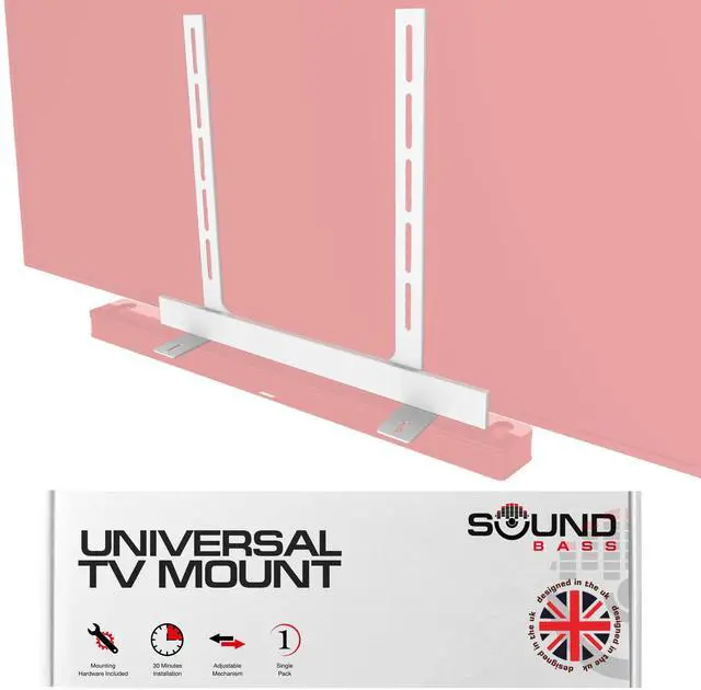 Main image of Universal Under TV Mount, White, Compatible with Bose Smart Soundbar 300/500/550/600/700/900/Ultra, TV Speaker, Soundtouch 300 - Invisible Once Fitted, Fast & Easy Way to Mount Your Sound Bar