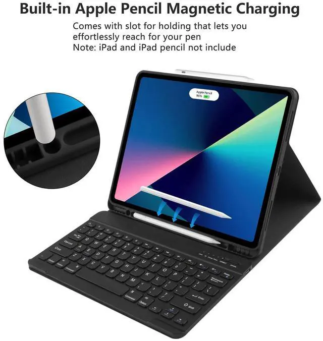 Alt view image 5 of 5 - TaIYanG for iPad Air 13 inch M2 (2024) Case with Keyboard, Keyboard Case for iPad Pro 12.9 6th Generation 2022, Detachable Wireless Keyboard for iPad Pro 12.9 5th 2021 Case with Pencil Holder