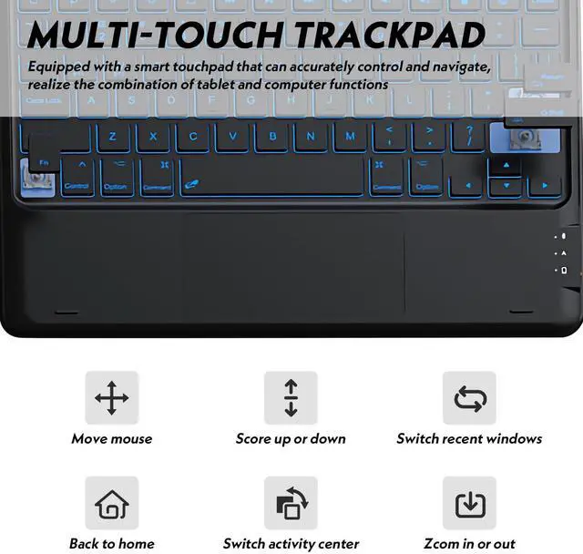 Alt view image 3 of 5 - QYiiD Touchpad Xiaomi Mi Pad 5/5 Pro Keyboard Case, 7 Color Backlight Wireless Bluetooth Detachable Keyboard with Multi-Angles Stand Protective Cover for Mi Pad 5/5 Pro 11 inch Tablet, Black