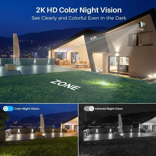 Alt view image 2 of 5 - MaxiViz Security Cameras Wireless Outdoor and 2PACK Solar Security Camera Wireless Outdoor, 2K Color Night Vision, Two-Way Talk, SD/Cloud Storage, IP66 Weatherproof