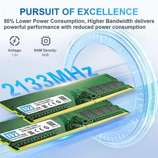 Alt view image 3 of 5 - LIYI 8GB DDR4 2133MHz UDIMM RAM | PC4-17000 CL15 1.2V | 288-Pin Non-ECC Unbuffered | Dual Channel Compatible with Intel 8th-10th Gen & AMD Ryzen 3000/5000 | XMP 2.0 Desktop Memory Upgrade