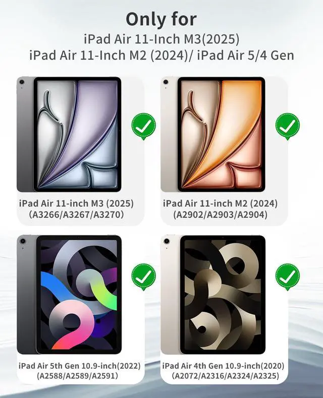 Alt view image 2 of 5 - GKABXY Keyboard Case for iPad Air 11 inch M3/M2 (2025/2024) & iPad Air 5th/4th Gen (2022/2020) 10.9-inch | Detachable Wireless Bluetooth Cover with Pencil Holder (Blue Gray+White Keyboard)