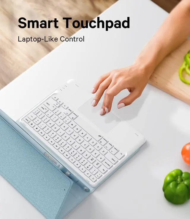 Alt view image 3 of 5 - GreenLaw Keyboard case for iPad 9.7 inch, iPad 6th Gen (2018), iPad 5th Gen (2017), iPad Air 2 (2014), 7 Color Backlit, Support 2 BT Devices, Touchpad Keyboard iPad Pro 9.7, Blue