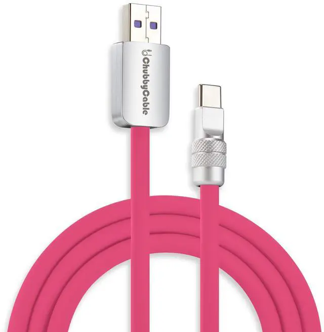 Main image of chubbycable Chubby 2.0 Fast Charging Cable Durable Soft Silicone USB C Cable 120W Extra Thick Phone Charger Cord Data Transfer Cord, Rose Red, USB-A to Type-C, 13.1 FT