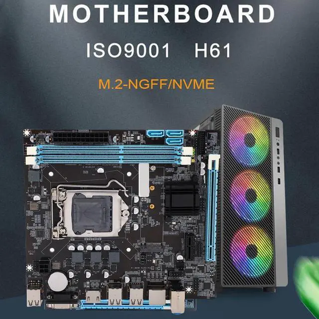 Alt view image 4 of 5 - Micro ATX Motherboard, LGA 1155 CPU Slot, Channel DDR3, M.2 NVMe NGFF, HD VGA Output, 3 Phase Power