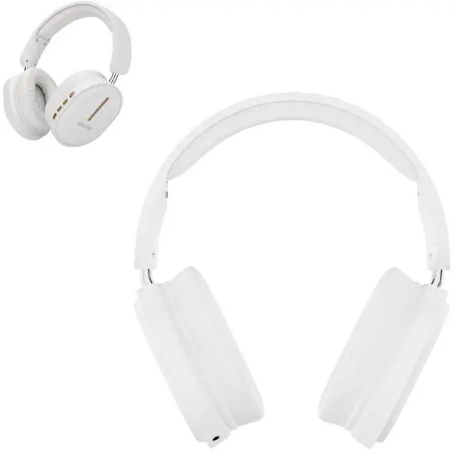 Alt view image 2 of 5 - SUNJOM Inspire 28H Playtime Wireless and Wired Stereo HiFi Foldable FM Radio Over-Ear Bluetooth Headphones with Microphone for iPhone iOS Android-White