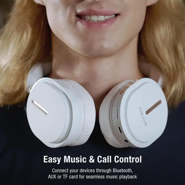 Alt view image 4 of 5 - SUNJOM Inspire 28H Playtime Wireless and Wired Stereo HiFi Foldable FM Radio Over-Ear Bluetooth Headphones with Microphone for iPhone iOS Android-White