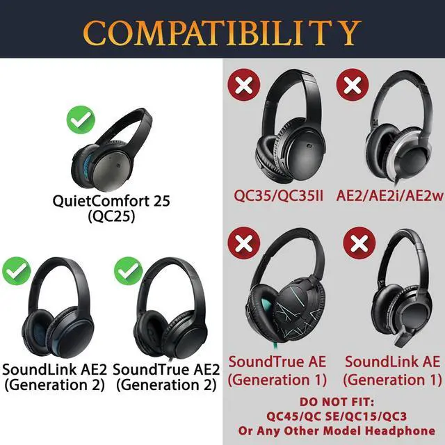 Alt view image 2 of 5 - SOULWIT Replacement Headband Pad Kit for Bose QuietComfort 25(QC25)/SoundLink Around-Ear II(SoundLink AE2)/SoundTrue Around-Ear II(SoundTrue AE 2) Headphones, Easy DIY Installation - Burgundy
