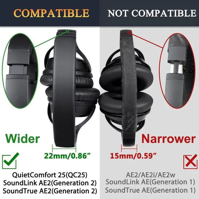 Alt view image 3 of 5 - SOULWIT Replacement Headband Pad Kit for Bose QuietComfort 25(QC25)/SoundLink Around-Ear II(SoundLink AE2)/SoundTrue Around-Ear II(SoundTrue AE 2) Headphones, Easy DIY Installation - Burgundy