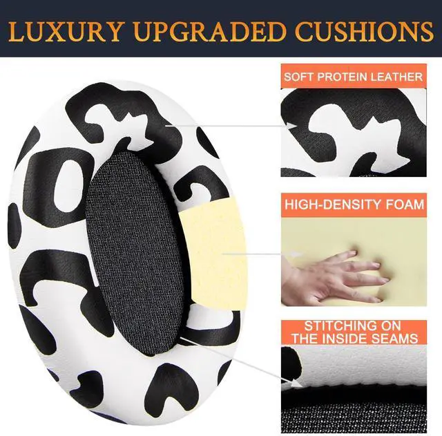 Alt view image 4 of 5 - SOULWIT Professional Earpads Cushions Replacement for Sony WH-1000XM3 (WH1000XM3) Over-Ear Headphones, Ear Pads with Softer Protein Leather, Noise Isolation Memory Foam, Added Thickness (Snow Leopard)
