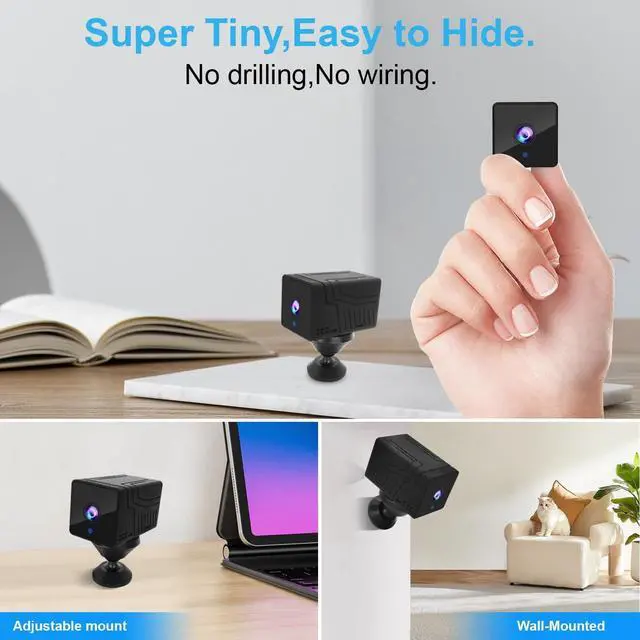 Alt view image 2 of 5 - 4KHD Wireless WiFi Camera,1800mAh Battery,Upgrade 4K Outdoor Wireless Baby Monitor Home Security Camera Tiny Office Secret Surveillance Cams with 100 Days Standby AI Human Detection Auto Night Vision