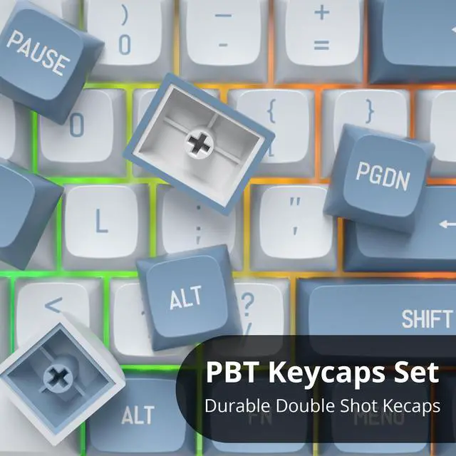 Alt view image 2 of 5 - iRoboosta PBT Keycaps, CSA Profile Double Shot Keycap Blue and White 158 Keys Key caps Set, Custom Keycaps for Cherry MX Switches Mechanical Keyboard (Shoko Blue)