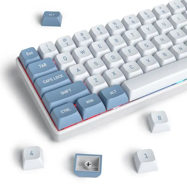 Main image of iRoboosta PBT Keycaps, CSA Profile Double Shot Keycap Blue and White 158 Keys Key caps Set, Custom Keycaps for Cherry MX Switches Mechanical Keyboard (Shoko Blue)