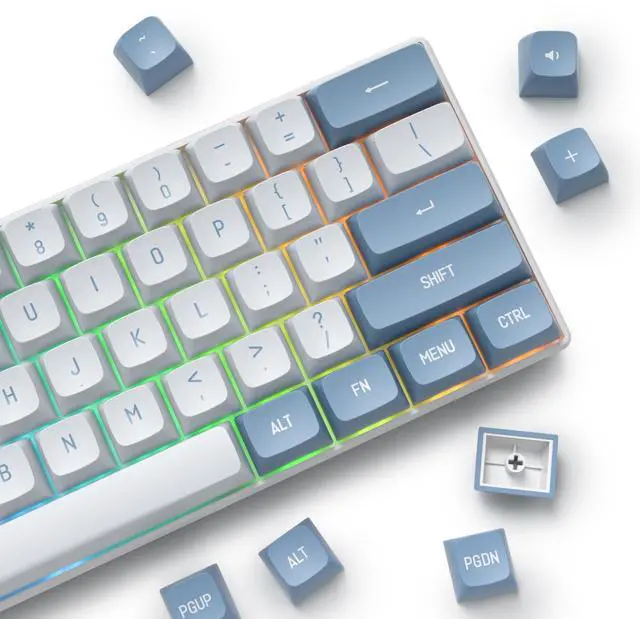 Alt view image 4 of 5 - iRoboosta PBT Keycaps, CSA Profile Double Shot Keycap Blue and White 158 Keys Key caps Set, Custom Keycaps for Cherry MX Switches Mechanical Keyboard (Shoko Blue)