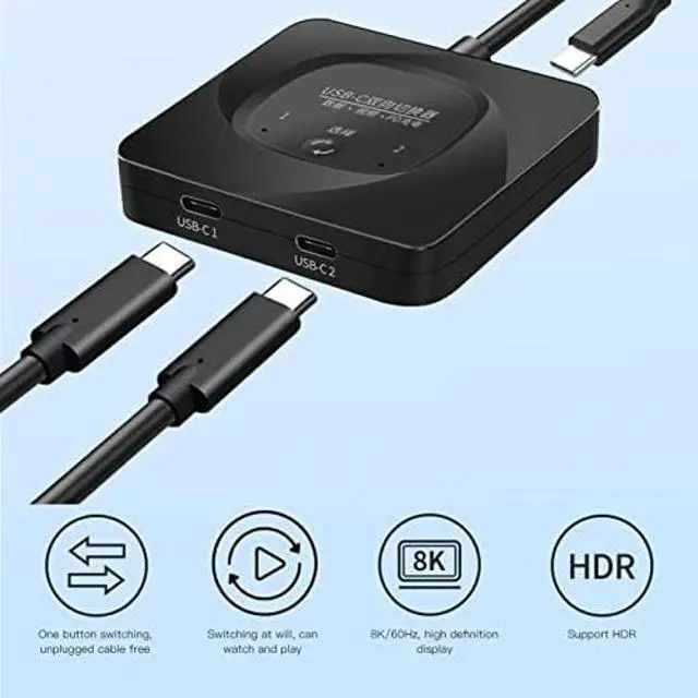 Alt view image 4 of 5 - USB 3.0 Switch Selector, 2 in 1 Out USB C Switcher with Power Indicator, Bi Direction Switcher for 2 Computers Share 1 USB Devices
