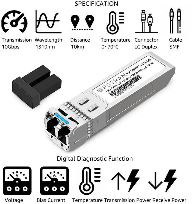 Alt view image 2 of 5 - OPSTRAN 10GBASE-LR SFP+ Optical Transceiver Module Compatible with Ubiquiti Unifi UF-SM-10G 10G SFP+ LR 1310nm 10km DDM Duplex LC SMF