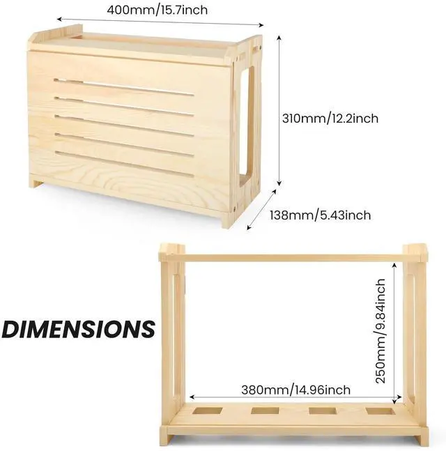 Alt view image 3 of 5 - BEARUT Wooden Router Shelf Wall Mount WiFi Router Storage Box Modem Cable Router Cover Organized Power Strip Cable Management Hider Rack Need Assembly 14.9 * 9.8 * 5.4 in (L* H * W)