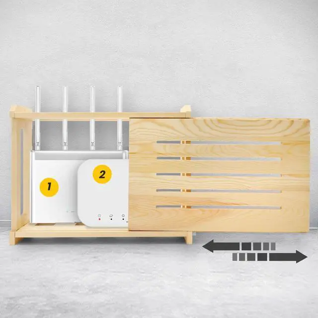 Alt view image 4 of 5 - BEARUT Wooden Router Shelf Wall Mount WiFi Router Storage Box Modem Cable Router Cover Organized Power Strip Cable Management Hider Rack Need Assembly 14.9 * 9.8 * 5.4 in (L* H * W)